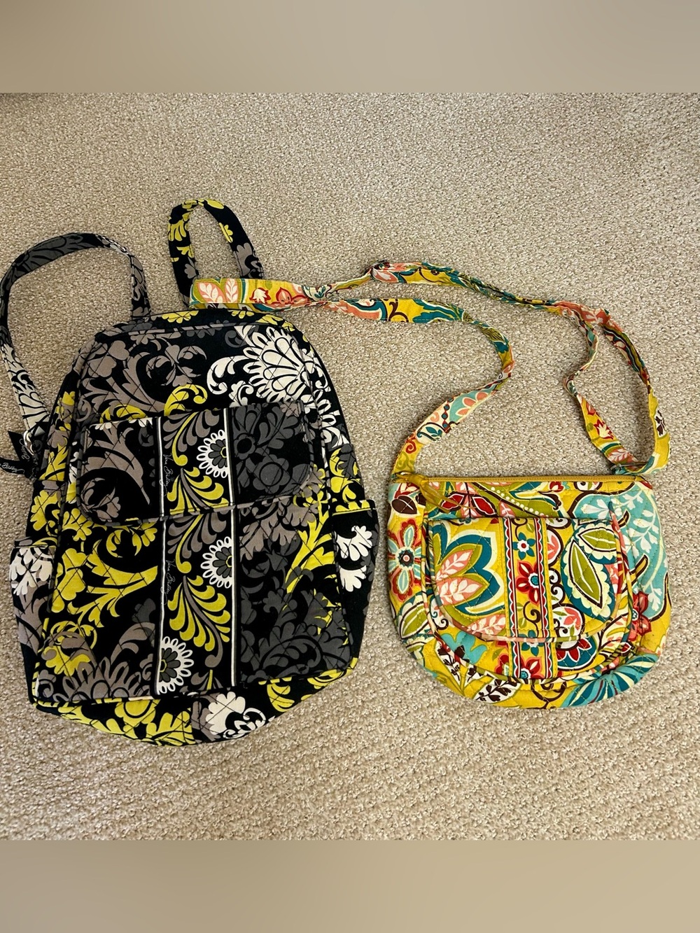 Bundle of Vera Bradley Bags, Baroque Backpack and Crossbody in Provencal Yellow
